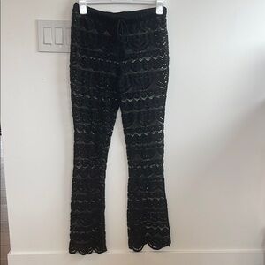 Black Lace Flared Pants